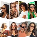 SOJOS Vintage Rectangle Sunglasses for Women,Trendy Rimless 90s UV400 Womens Y2K Shades SJ1178 Gold With Brown Grading Lens