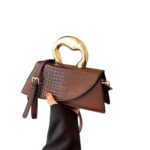 WIGUYUN Women Patent Leather Alligator Purse Crocodile Evening Handbag Clutch Bag Shoulder Cross Body Envelope Bag,Brown