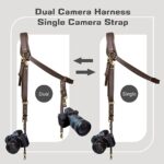 4J LEDR Leather Dual Camera Harness for Photographers, Multi Camera Gear for Dslr/Slr Strap, Brown