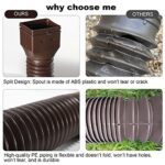 plusgutter Brown 2-Pack Rain Gutter Downspout Extensions Flexible, Drain Downspout Extender,Down Spout Drain Extender, Gutter Connector Rainwater Drainage,Extendable from 21 to 68 Inches