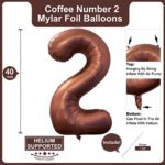 40 Inch Coffee Brown Number 2 Balloon Large Size Jumbo Digit Mylar Foil Retro Brown Helium Balloons for Birthday Party Celebration Decorations Graduation Anniversary Baby Shower Photo Shoot